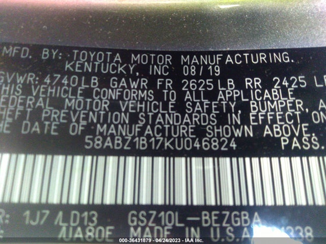 58ABZ1B17KU046824 Lexus Es Es 350