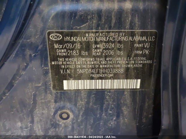 Hyundai ELANTRA SE 2017 5NPD84LF1HH039888 Image 10