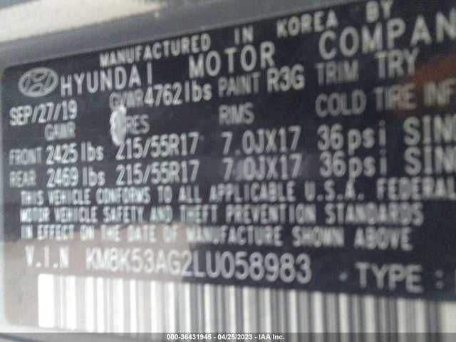 2020 Hyundai Kona, VIN: KM8K53AG2LU058983