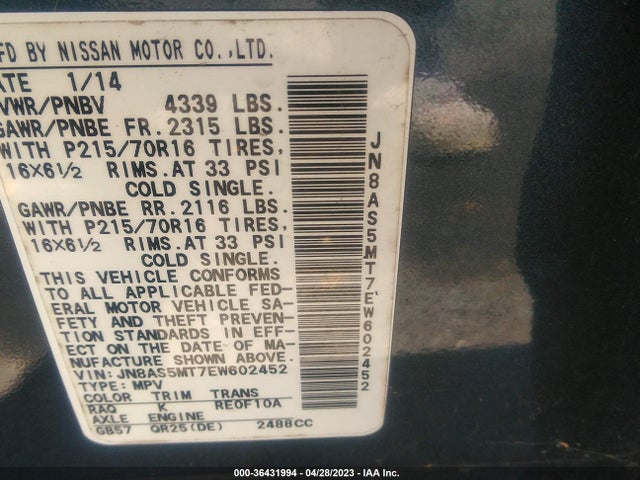 Nissan Rogue Select S 2014 JN8AS5MT7EW602452 Image 9