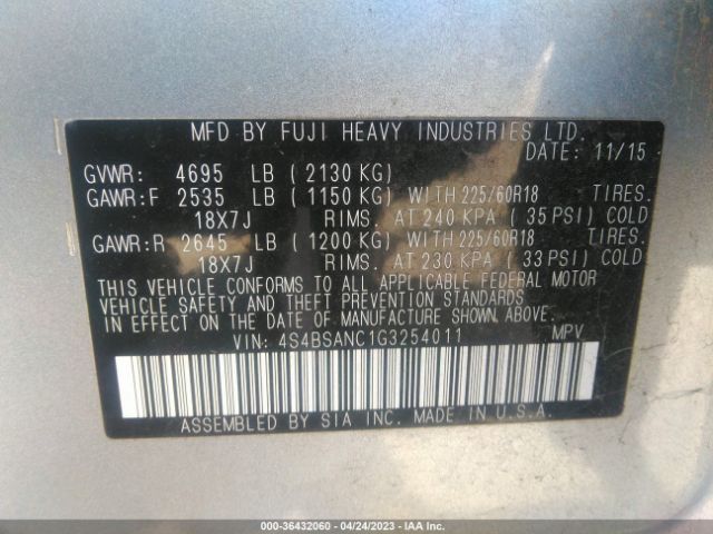 4S4BSANC1G3254011 Subaru Outback 2.5i Limited
