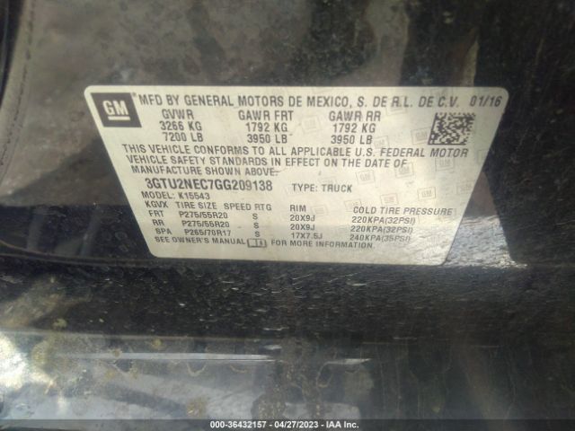 3GTU2NEC7GG209138 GMC Sierra 1500 Slt