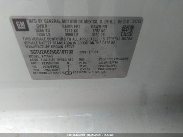 3GTU2NEJ6GG187793 GMC Sierra 1500 Slt