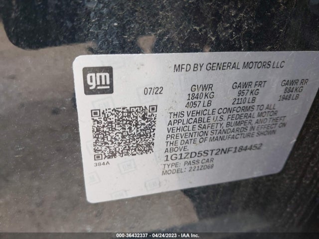 Chevrolet MALIBU LT 2022 1G1ZD5ST2NF184452 Image 9