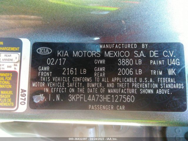 3KPFL4A73HE127560 KIA FORTE S