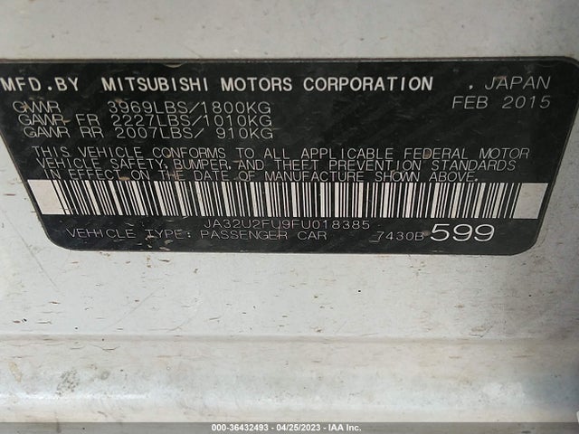 JA32U2FU9FU018385 Mitsubishi LANCER ES
