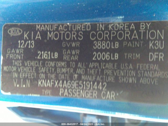 KNAFX4A69E5191442 KIA FORTE LX