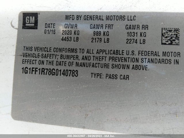 2016 CHEVROLET CAMARO 1SS VIN: 1G1FF1R78G0140783