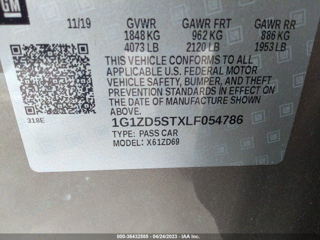 Chevrolet MALIBU LT 2020 1G1ZD5STXLF054786 Image 10