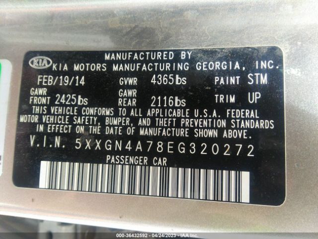 5XXGN4A78EG320272 KIA OPTIMA EX