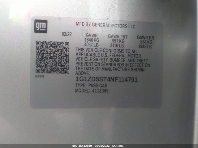 Chevrolet MALIBU LT 2022 1G1ZD5ST4NF114791 Image 9