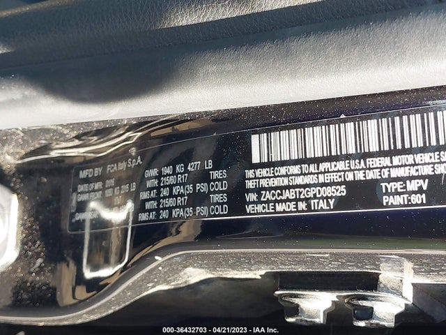 2016 JEEP RENEGADE LATITUDE VIN: ZACCJABT2GPD08525