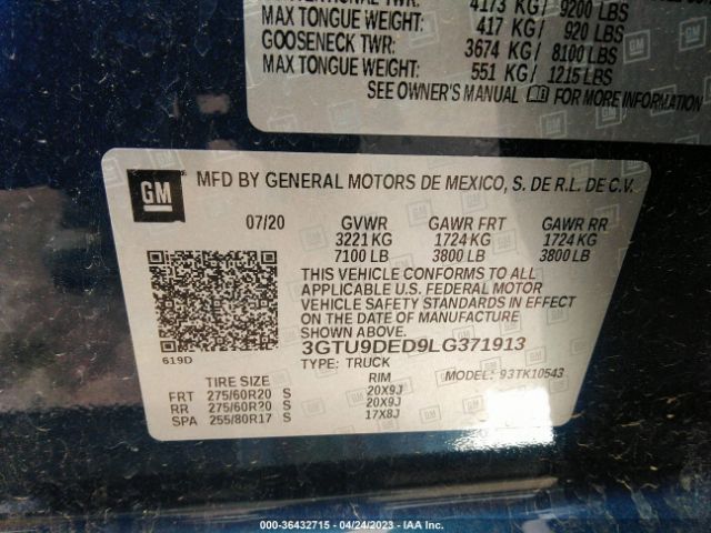 3GTU9DED9LG371913 GMC Sierra 1500 Slt