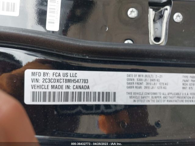 2C3CDXCT8MH547703 Dodge CHARGER R/T