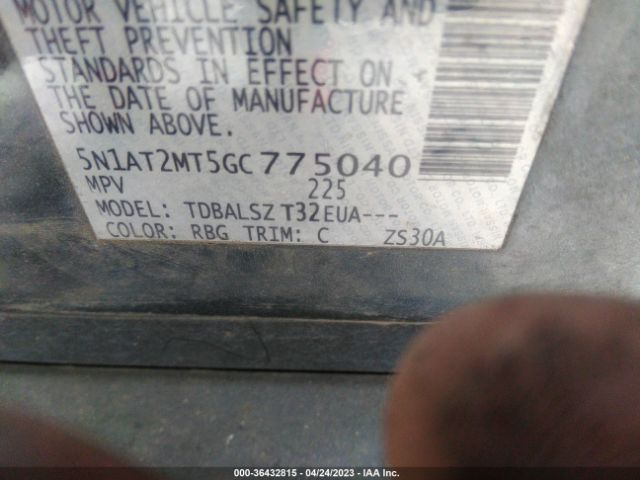5N1AT2MT5GC775040 Nissan Rogue Sl