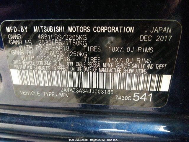 JA4AZ3A34JJ003185 Mitsubishi Outlander Es/se/sel/le