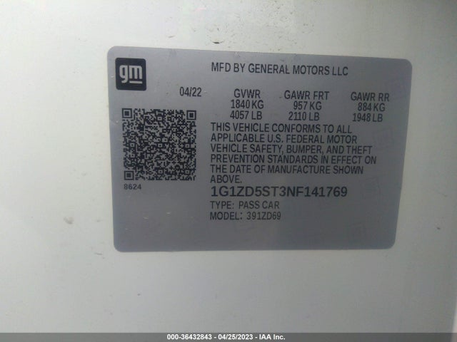 Chevrolet MALIBU LT 2022 1G1ZD5ST3NF141769 Image 9
