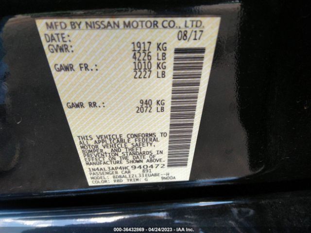 1N4AL3AP4HC940472 Nissan Altima 2.5 Sv