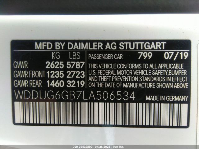 WDDUG6GB7LA506534 Mercedes-Benz S-class S 450