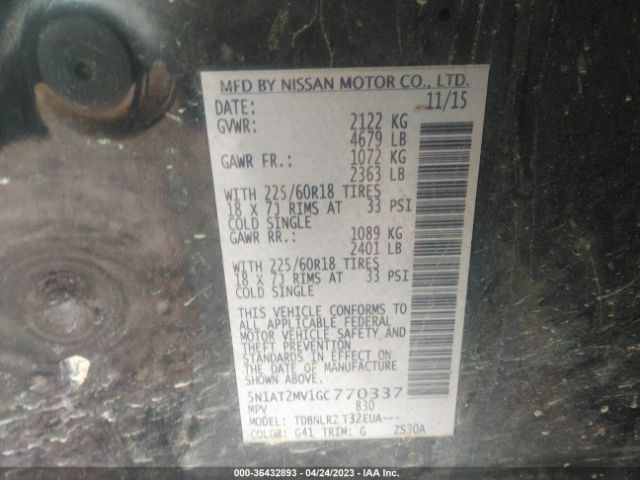 5N1AT2MV1GC770337 Nissan Rogue Sl