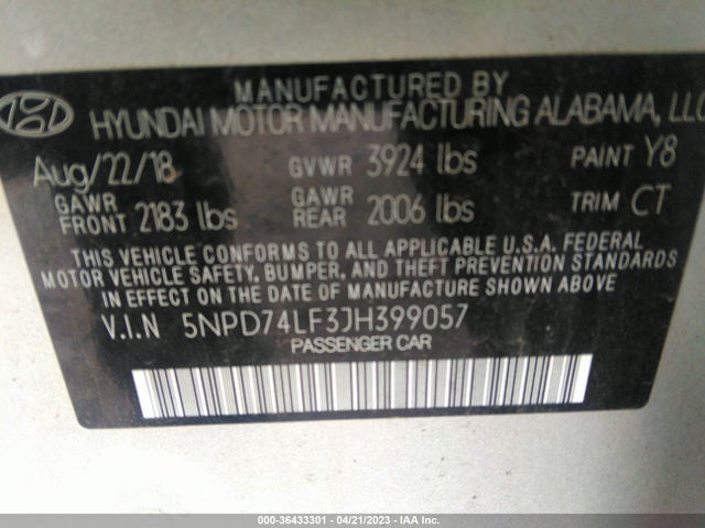 Hyundai ELANTRA SE 2018 5NPD74LF3JH399057 Image 10