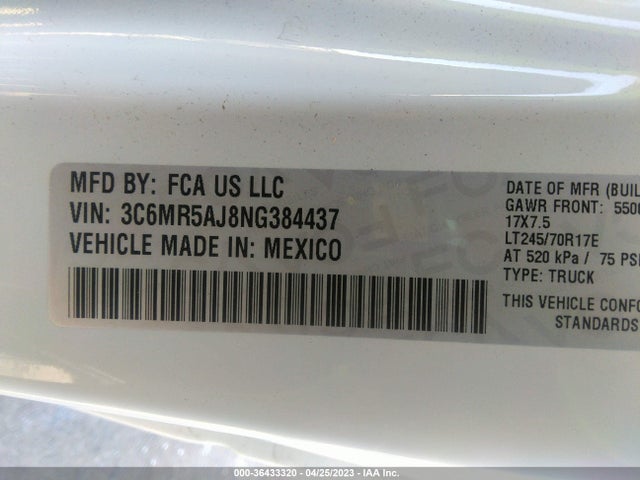 RAM 2500 Tradesman 2022 3C6MR5AJ8NG384437 Image 11