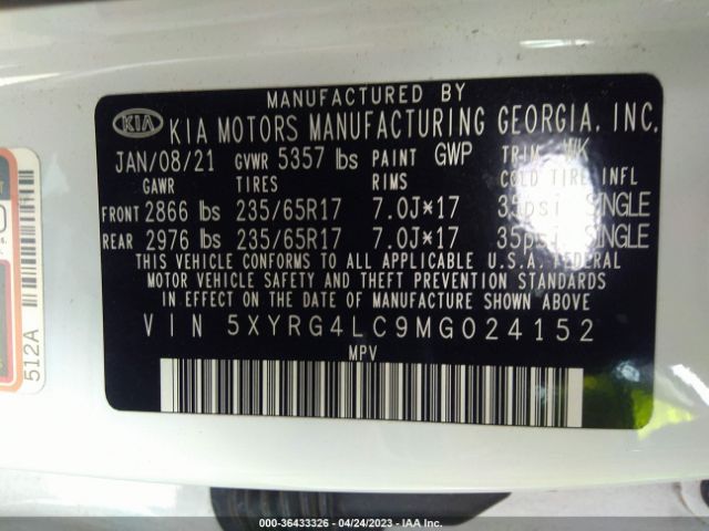 5XYRG4LC9MG024152 KIA SORENTO LX