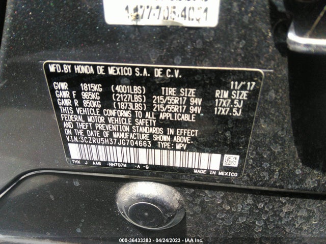 Honda HR-V LX 2018 3CZRU5H37JG704663 Image 10