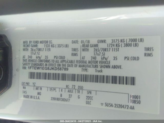 1FTEW1EG8JKD58789 Ford F-150 Xl/xlt/lariat