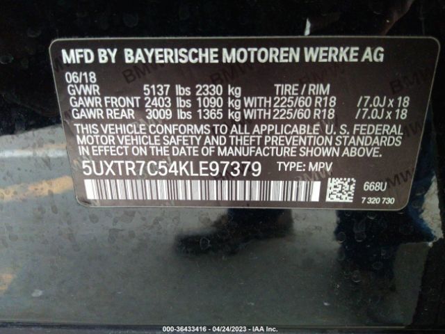 5UXTR7C54KLE97379 BMW X3 Sdrive30i