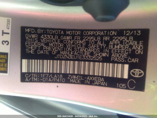 Toyota Prius V Two/three/five 2014 JTDZN3EU1E3332525 Image 10