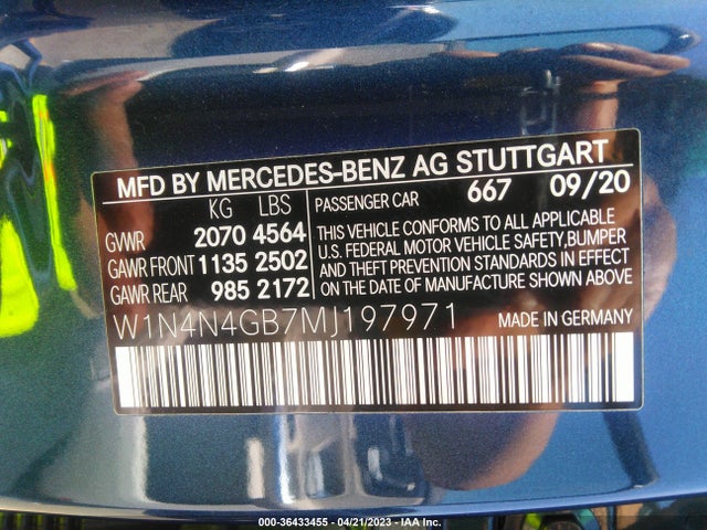 W1N4N4GB7MJ197971 Mercedes-Benz GLA