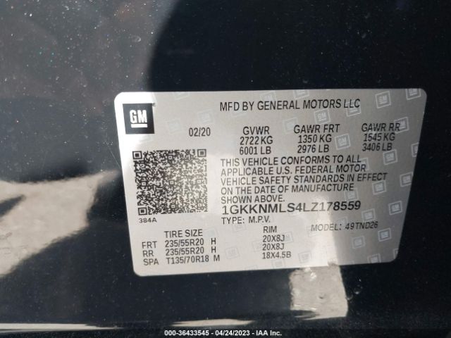 1GKKNMLS4LZ178559 GMC ACADIA SLT