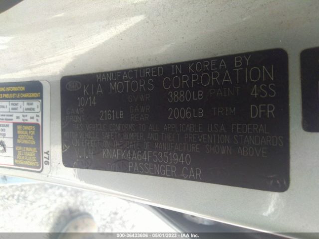 KNAFK4A64F5351940 KIA FORTE LX