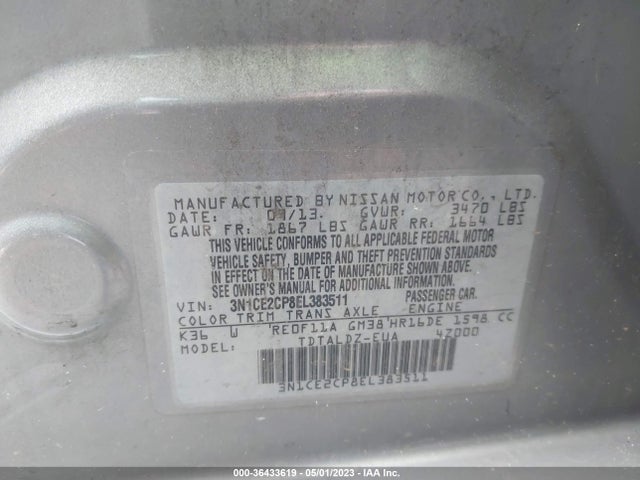 2014 NISSAN VERSA NOTE SV VIN: 3N1CE2CP8EL383511