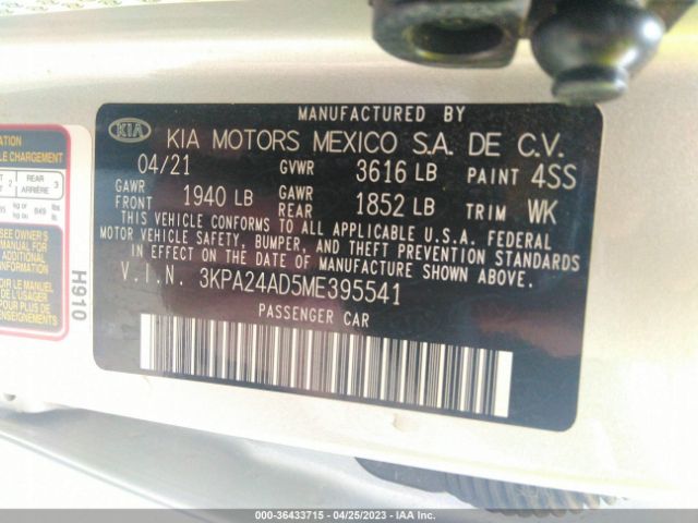 3KPA24AD5ME395541 KIA RIO LX