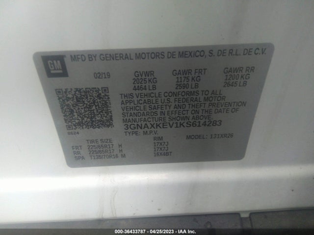 Chevrolet EQUINOX LT 2019 3GNAXKEV1KS614283 Image 11