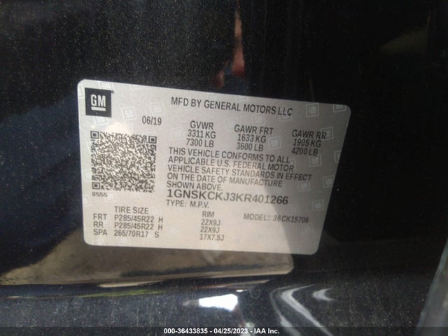 Chevrolet Tahoe Premier 2019 1GNSKCKJ3KR401266 Image 10