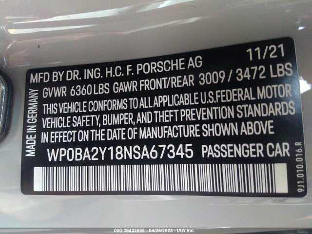WP0BA2Y18NSA67345 Porsche Taycan 4