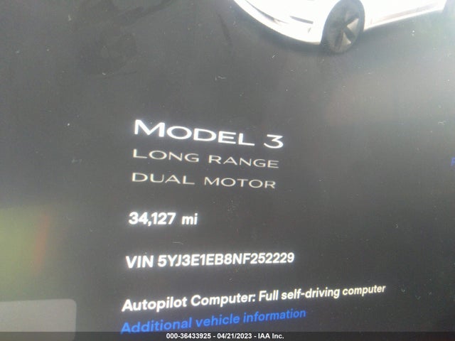 Tesla Model 3 Long Range 2022 5YJ3E1EB8NF252229 Image 9