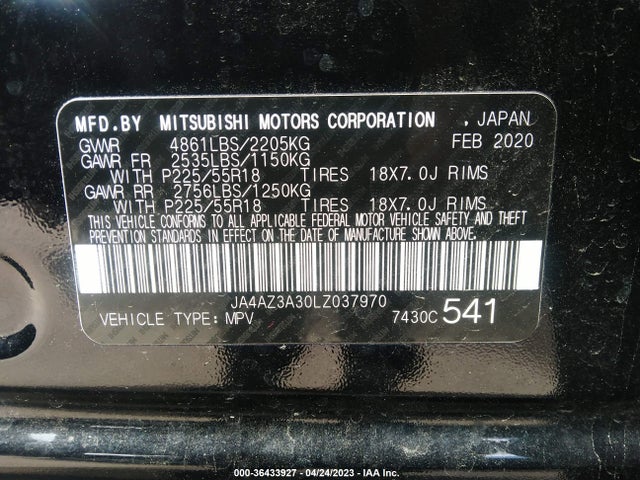 JA4AZ3A30LZ037970 Mitsubishi Outlander Sel