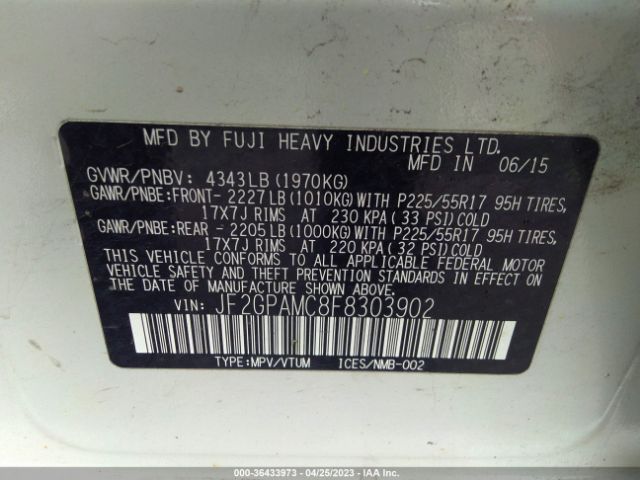 JF2GPAMC8F8303902 Subaru Xv Crosstrek Limited