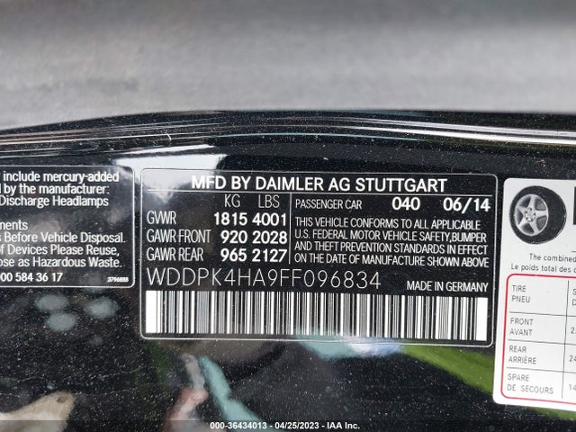 2015 Mercedes-Benz SLK-Class, VIN: WDDPK4HA9FF096834