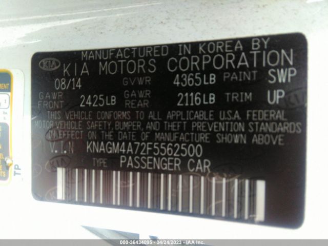 KNAGM4A72F5562500 KIA Optima Lx
