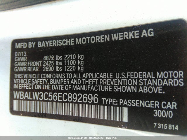BMW 6 Series 640i 2014 WBALW3C56EC892696 Image 9