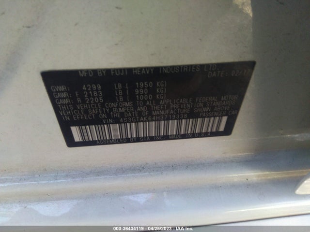 4S3GTAK64H3719338 Subaru Impreza Sport