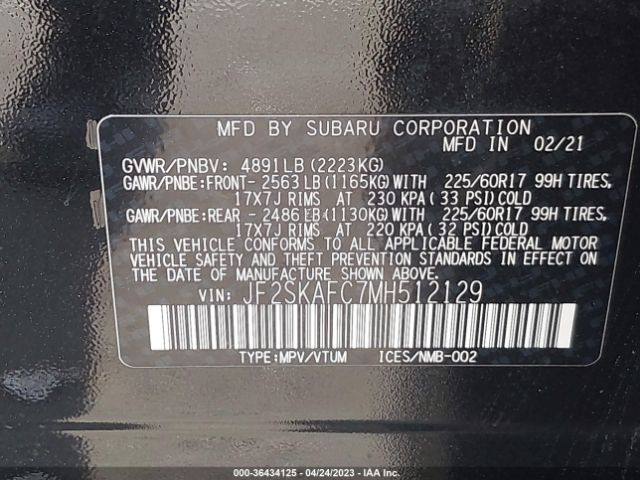 JF2SKAFC7MH512129 Subaru Forester Premium