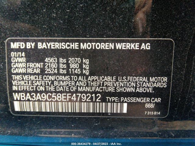 WBA3A9C58EF479212 BMW 3 Series 335i
