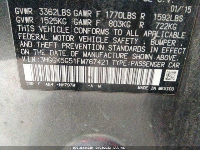 Honda FIT LX 2015 3HGGK5G51FM767421 Image 9