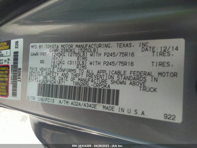 Toyota Tacoma Prerunner 2015 5TFTX4GN3FX041871 Image 10
